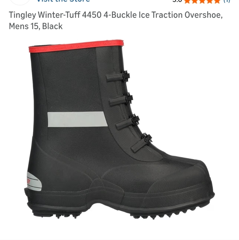 Tingley Winter-Tuff 4450 4-Buckle Ice Traction Overshoe, Mens 15 New!